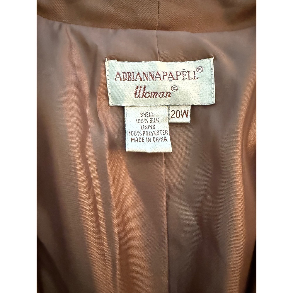 Adrianna Papell 2-PC 100% Silk Pant Set Womens Brown Size 20W Wedding Holiday - Picture 4 of 14